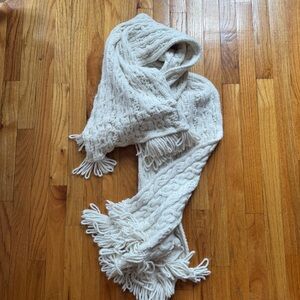 Anthropologie Ivory Cable Knit Scarf